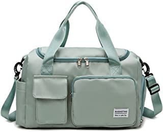 KINDRED Travel Duffel Gym Bag, Large Capacity Portable Foldable Carry Luggage Bag Waterproof Travel Bag Multi Functional Bag Tote Gym Shoe Bag for Swimming, Hiking for Women and Girls. (Green)