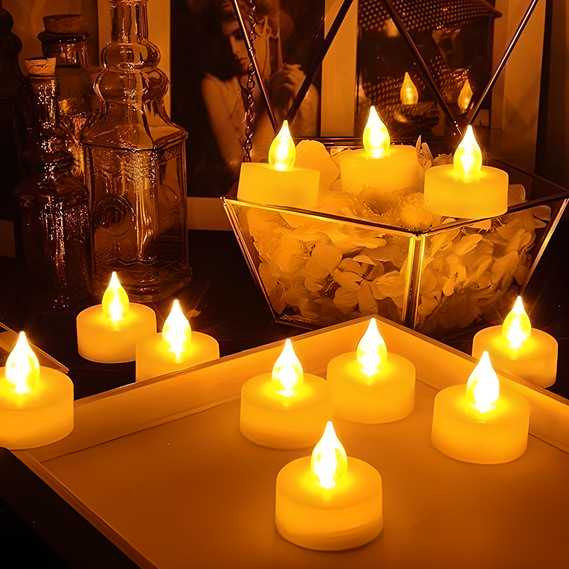 Battery Operated LED Candle Diya Decorative Lights Pack of 24